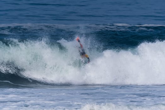 VIANA DO CASTELO, PORTUGAL - SEPTEMBER 22, 2016: Ethan Nel (RSA) during  the Viana World Bodyboard Championship 2016.