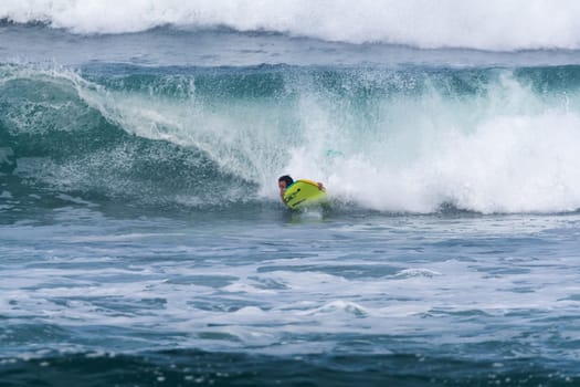 VIANA DO CASTELO, PORTUGAL - SEPTEMBER 22, 2016: Ethan Nel (RSA) during  the Viana World Bodyboard Championship 2016.