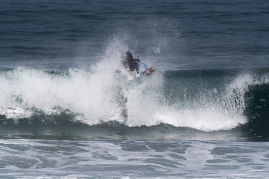 VIANA DO CASTELO, PORTUGAL - SEPTEMBER 22, 2016: Marcelo Faundez (CHI) during  the Viana World Bodyboard Championship 2016.