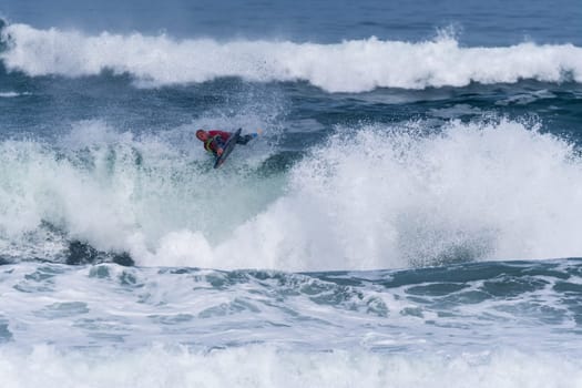 VIANA DO CASTELO, PORTUGAL - SEPTEMBER 22, 2016: Amaury Lavernhe (REU) during  the Viana World Bodyboard Championship 2016.