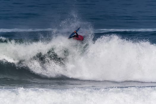 VIANA DO CASTELO, PORTUGAL - SEPTEMBER 22, 2016: Amaury Lavernhe (REU) during  the Viana World Bodyboard Championship 2016.
