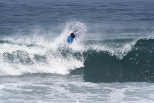 VIANA DO CASTELO, PORTUGAL - SEPTEMBER 22, 2016: Marcelo Faundez (CHI) during  the Viana World Bodyboard Championship 2016.