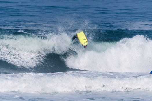 VIANA DO CASTELO, PORTUGAL - SEPTEMBER 22, 2016: Ethan Nel (RSA) during  the Viana World Bodyboard Championship 2016.