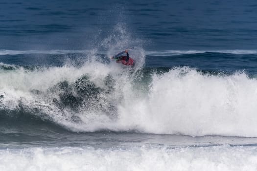 VIANA DO CASTELO, PORTUGAL - SEPTEMBER 22, 2016: Amaury Lavernhe (REU) during  the Viana World Bodyboard Championship 2016.