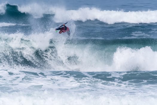 VIANA DO CASTELO, PORTUGAL - SEPTEMBER 22, 2016: Amaury Lavernhe (REU) during  the Viana World Bodyboard Championship 2016.