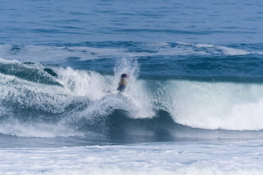 VIANA DO CASTELO, PORTUGAL - SEPTEMBER 22, 2016: Ethan Nel (RSA) during  the Viana World Bodyboard Championship 2016.