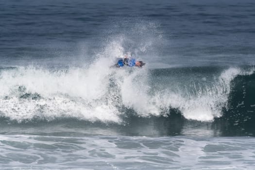 VIANA DO CASTELO, PORTUGAL - SEPTEMBER 22, 2016: Marcelo Faundez (CHI) during  the Viana World Bodyboard Championship 2016.
