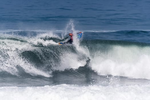 VIANA DO CASTELO, PORTUGAL - SEPTEMBER 22, 2016: Amaury Lavernhe (REU) during  the Viana World Bodyboard Championship 2016.