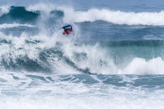 VIANA DO CASTELO, PORTUGAL - SEPTEMBER 22, 2016: Amaury Lavernhe (REU) during  the Viana World Bodyboard Championship 2016.