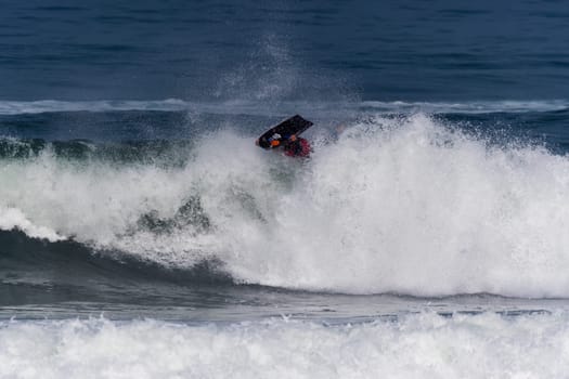 VIANA DO CASTELO, PORTUGAL - SEPTEMBER 22, 2016: Amaury Lavernhe (REU) during  the Viana World Bodyboard Championship 2016.