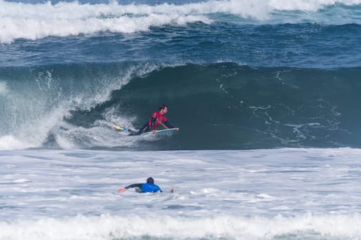 VIANA DO CASTELO, PORTUGAL - SEPTEMBER 22, 2016: kevin Orihuela (CRY) during  the Viana World Bodyboard Championship 2016.