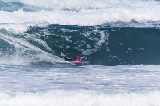 VIANA DO CASTELO, PORTUGAL - SEPTEMBER 22, 2016: kevin Orihuela (CRY) during  the Viana World Bodyboard Championship 2016.