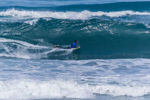 VIANA DO CASTELO, PORTUGAL - SEPTEMBER 22, 2016: Brahim Iddouch (MAR) during  the Viana World Bodyboard Championship 2016.