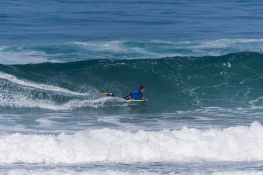 VIANA DO CASTELO, PORTUGAL - SEPTEMBER 22, 2016: Brahim Iddouch (MAR) during  the Viana World Bodyboard Championship 2016.