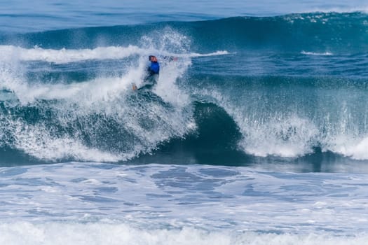 VIANA DO CASTELO, PORTUGAL - SEPTEMBER 22, 2016: Brahim Iddouch (MAR) during  the Viana World Bodyboard Championship 2016.