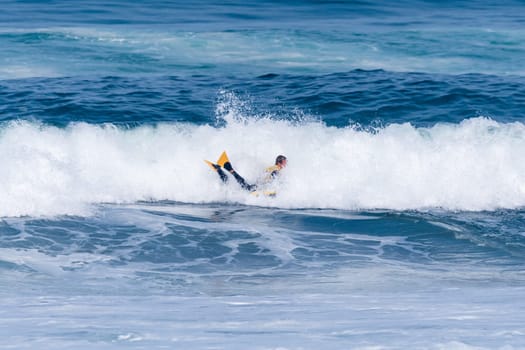 VIANA DO CASTELO, PORTUGAL - SEPTEMBER 22, 2016: Maxime Castillo (FRA) during  the Viana World Bodyboard Championship 2016.