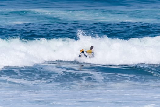 VIANA DO CASTELO, PORTUGAL - SEPTEMBER 22, 2016: Maxime Castillo (FRA) during  the Viana World Bodyboard Championship 2016.