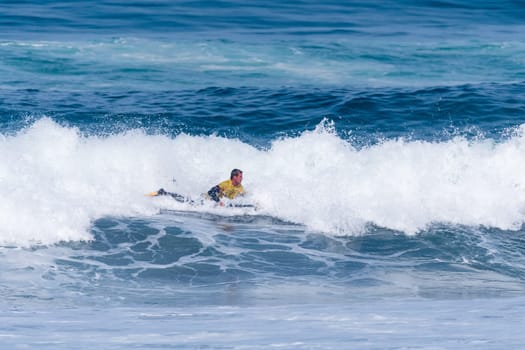 VIANA DO CASTELO, PORTUGAL - SEPTEMBER 22, 2016: Maxime Castillo (FRA) during  the Viana World Bodyboard Championship 2016.