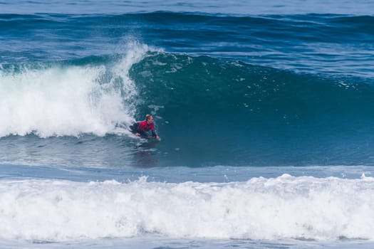 VIANA DO CASTELO, PORTUGAL - SEPTEMBER 22, 2016: Tanner McDaniel (HAW) during  the Viana World Bodyboard Championship 2016.