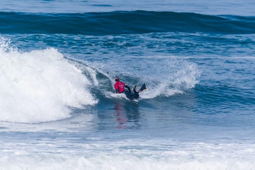 VIANA DO CASTELO, PORTUGAL - SEPTEMBER 22, 2016: Tanner McDaniel (HAW) during  the Viana World Bodyboard Championship 2016.