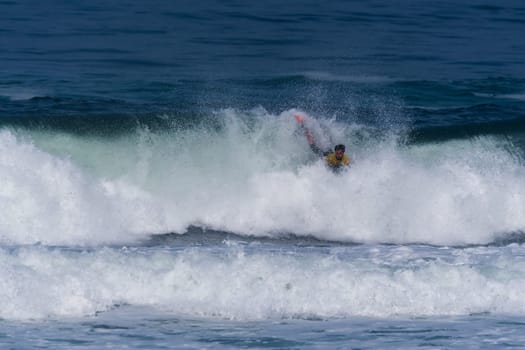 VIANA DO CASTELO, PORTUGAL - SEPTEMBER 22, 2016: Ethan Nel (RSA) during  the Viana World Bodyboard Championship 2016.