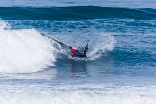 VIANA DO CASTELO, PORTUGAL - SEPTEMBER 22, 2016: Tanner McDaniel (HAW) during  the Viana World Bodyboard Championship 2016.