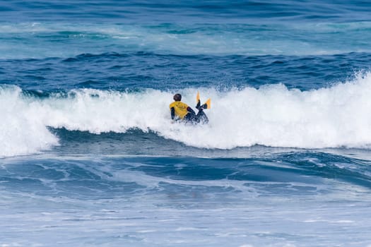 VIANA DO CASTELO, PORTUGAL - SEPTEMBER 22, 2016: Maxime Castillo (FRA) during  the Viana World Bodyboard Championship 2016.