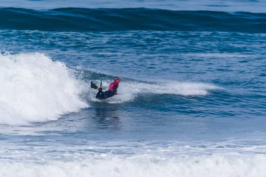 VIANA DO CASTELO, PORTUGAL - SEPTEMBER 22, 2016: Tanner McDaniel (HAW) during  the Viana World Bodyboard Championship 2016.