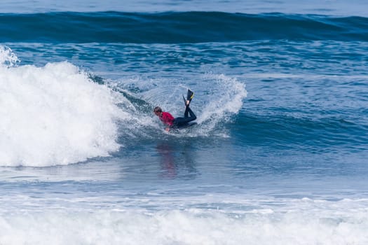 VIANA DO CASTELO, PORTUGAL - SEPTEMBER 22, 2016: Tanner McDaniel (HAW) during  the Viana World Bodyboard Championship 2016.