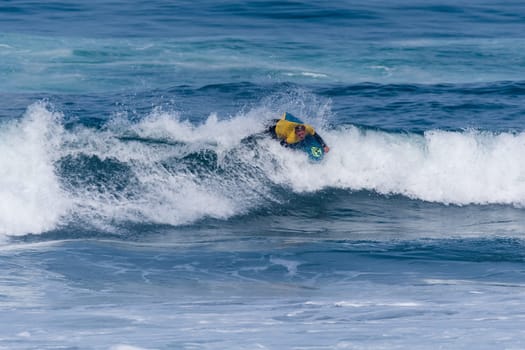 VIANA DO CASTELO, PORTUGAL - SEPTEMBER 22, 2016: Maxime Castillo (FRA) during  the Viana World Bodyboard Championship 2016.