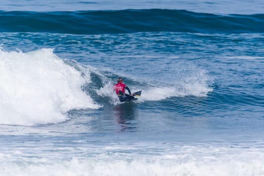 VIANA DO CASTELO, PORTUGAL - SEPTEMBER 22, 2016: Tanner McDaniel (HAW) during  the Viana World Bodyboard Championship 2016.