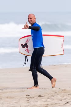 VIANA DO CASTELO, PORTUGAL - SEPTEMBER 22, 2016: Mike Stewart (HAW) during  the Viana World Bodyboard Championship 2016.