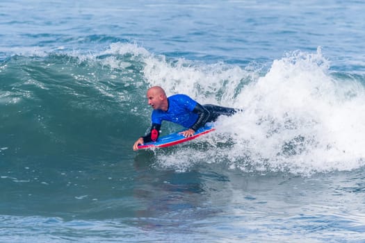 VIANA DO CASTELO, PORTUGAL - SEPTEMBER 22, 2016: Mike Stewart (HAW) during  the Viana World Bodyboard Championship 2016.