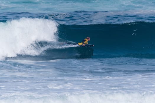 VIANA DO CASTELO, PORTUGAL - SEPTEMBER 22, 2016: Maxime Castillo (FRA) during  the Viana World Bodyboard Championship 2016.