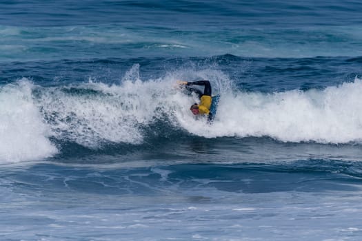 VIANA DO CASTELO, PORTUGAL - SEPTEMBER 22, 2016: Maxime Castillo (FRA) during  the Viana World Bodyboard Championship 2016.