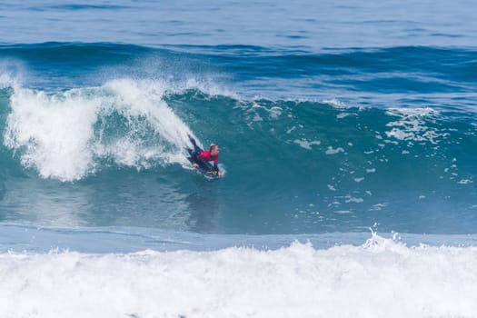 VIANA DO CASTELO, PORTUGAL - SEPTEMBER 22, 2016: Tanner McDaniel (HAW) during  the Viana World Bodyboard Championship 2016.
