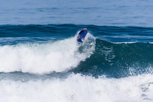 VIANA DO CASTELO, PORTUGAL - SEPTEMBER 22, 2016: Mike Stewart (HAW) during  the Viana World Bodyboard Championship 2016.