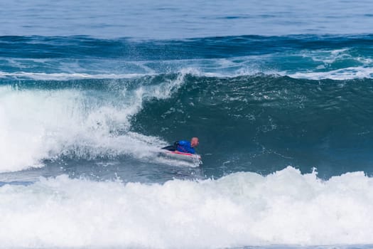 VIANA DO CASTELO, PORTUGAL - SEPTEMBER 22, 2016: Mike Stewart (HAW) during  the Viana World Bodyboard Championship 2016.