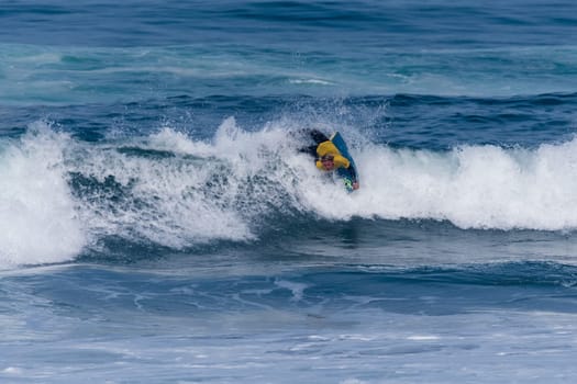 VIANA DO CASTELO, PORTUGAL - SEPTEMBER 22, 2016: Maxime Castillo (FRA) during  the Viana World Bodyboard Championship 2016.
