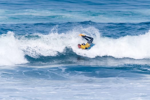 VIANA DO CASTELO, PORTUGAL - SEPTEMBER 22, 2016: Maxime Castillo (FRA) during  the Viana World Bodyboard Championship 2016.