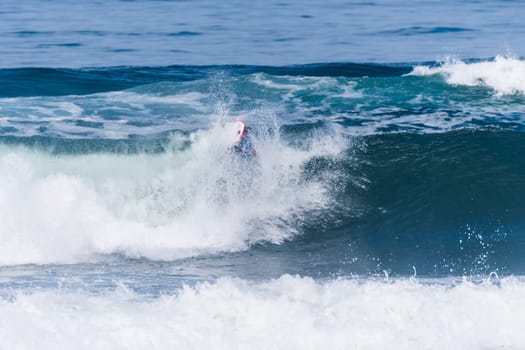 VIANA DO CASTELO, PORTUGAL - SEPTEMBER 22, 2016: Mike Stewart (HAW) during  the Viana World Bodyboard Championship 2016.