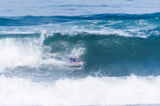 VIANA DO CASTELO, PORTUGAL - SEPTEMBER 22, 2016: Mike Stewart (HAW) during  the Viana World Bodyboard Championship 2016.