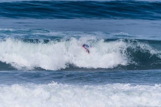 VIANA DO CASTELO, PORTUGAL - SEPTEMBER 22, 2016: Mike Stewart (HAW) during  the Viana World Bodyboard Championship 2016.