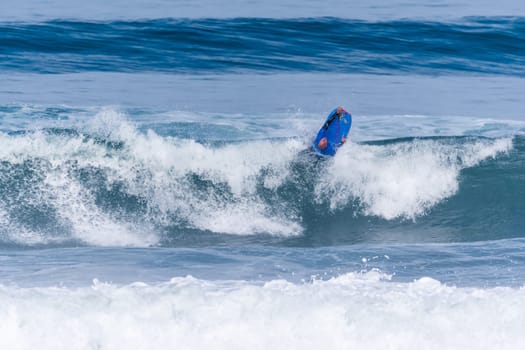 VIANA DO CASTELO, PORTUGAL - SEPTEMBER 22, 2016: Mike Stewart (HAW) during  the Viana World Bodyboard Championship 2016.