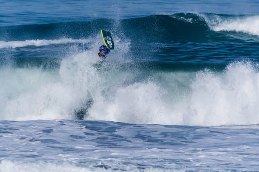 VIANA DO CASTELO, PORTUGAL - SEPTEMBER 22, 2016: Brahim Iddouch (MAR) during  the Viana World Bodyboard Championship 2016.