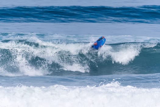 VIANA DO CASTELO, PORTUGAL - SEPTEMBER 22, 2016: Mike Stewart (HAW) during  the Viana World Bodyboard Championship 2016.