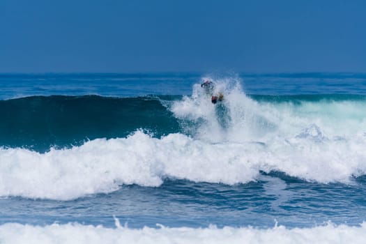 VIANA DO CASTELO, PORTUGAL - SEPTEMBER 22, 2016: Alex Uranga (EUS) during  the Viana World Bodyboard Championship 2016.