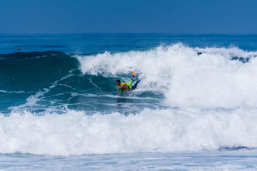 VIANA DO CASTELO, PORTUGAL - SEPTEMBER 22, 2016: Alex Uranga (EUS) during  the Viana World Bodyboard Championship 2016.