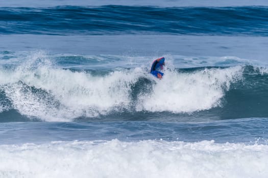 VIANA DO CASTELO, PORTUGAL - SEPTEMBER 22, 2016: Mike Stewart (HAW) during  the Viana World Bodyboard Championship 2016.
