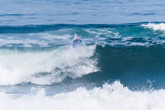 VIANA DO CASTELO, PORTUGAL - SEPTEMBER 22, 2016: Mike Stewart (HAW) during  the Viana World Bodyboard Championship 2016.